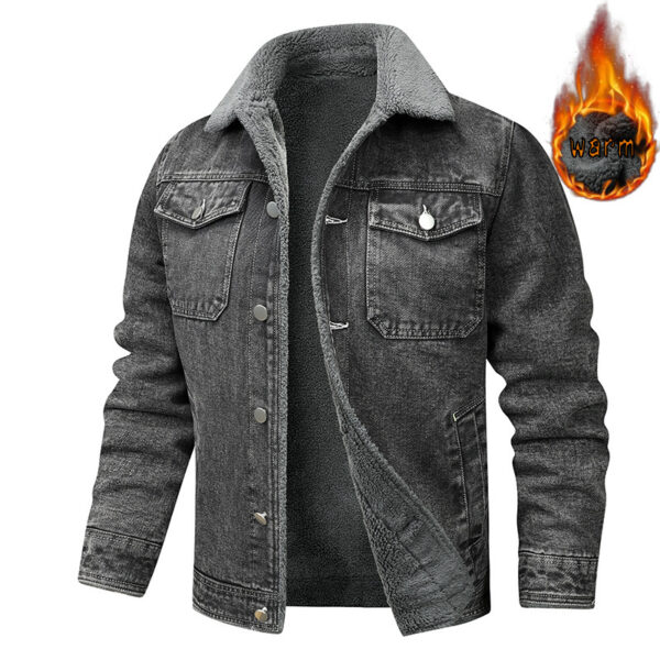 Denim Coat Fleece-lined Men Fashion Brands Jacket - Image 4
