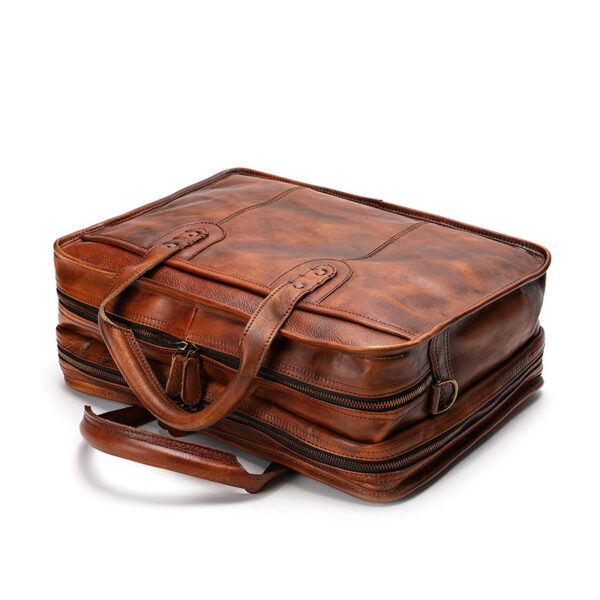 Large Capacity Multifunctional Vintage Leather Men's Briefcase - Image 2
