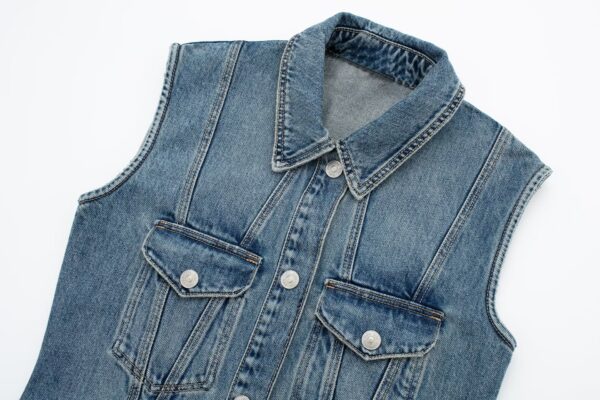 Blue Slim Denim Dress For Women - Image 3