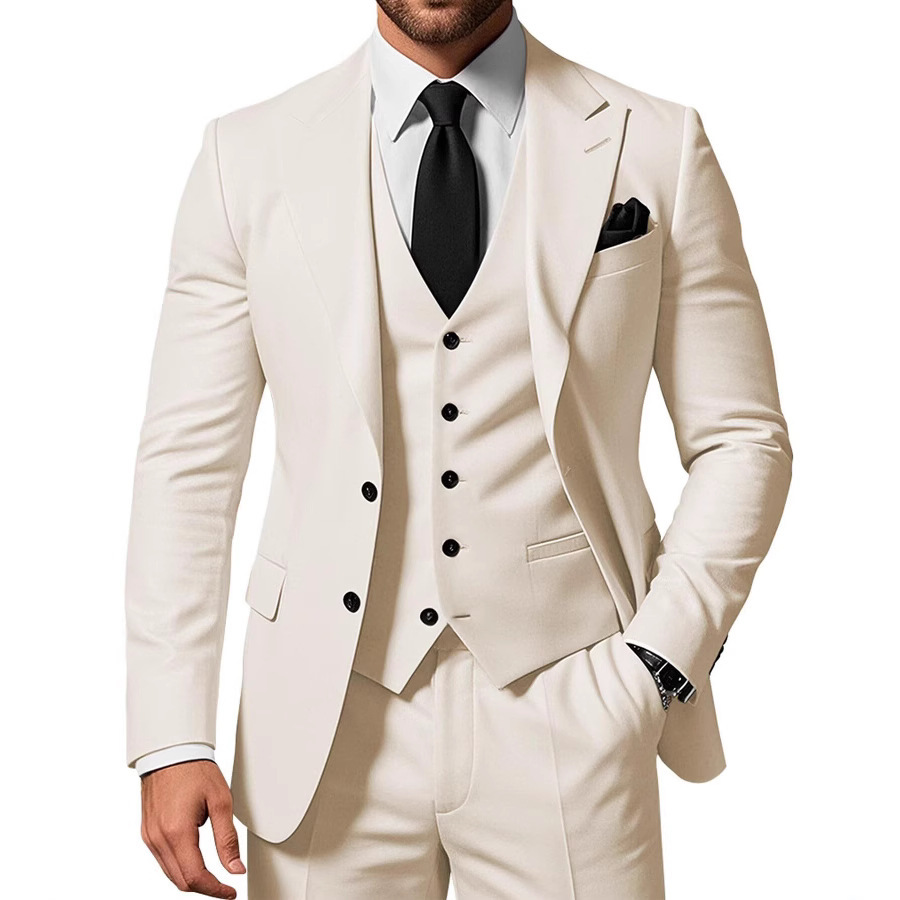 Men’s 2-piece Buckle Casual Jacket Vest Pants Set