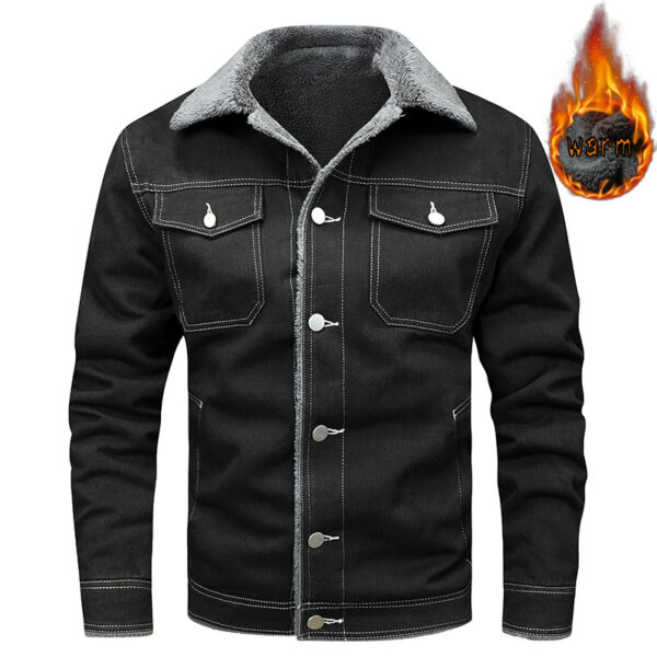 Denim Coat Fleece-lined Men Fashion Brands Jacket - Image 5
