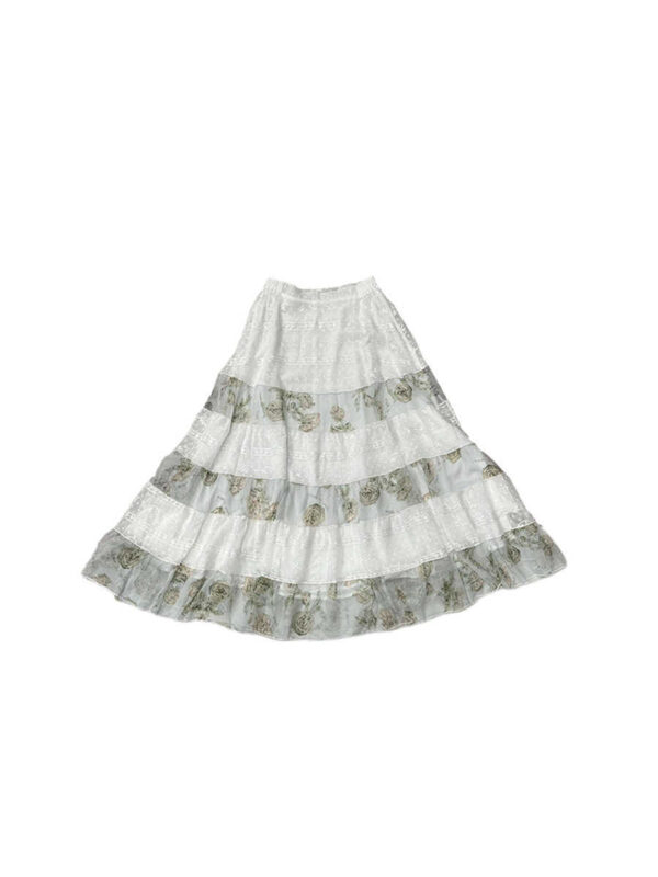 Chiffon Floral Stitching Low Waist Skirt - Image 6