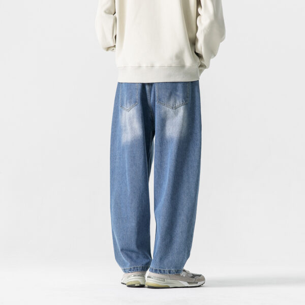 Retro White Ripped Denim Trousers For Men - Image 2