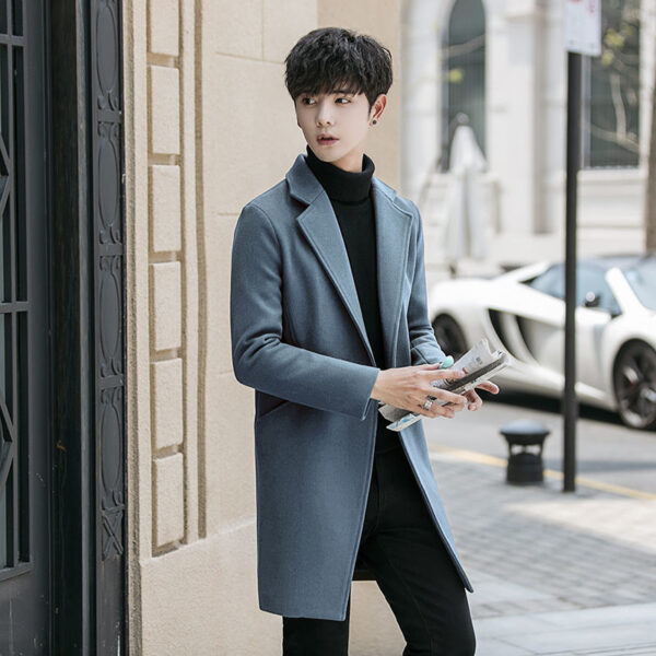 Slim-fit woolen men's trench coat - Image 3