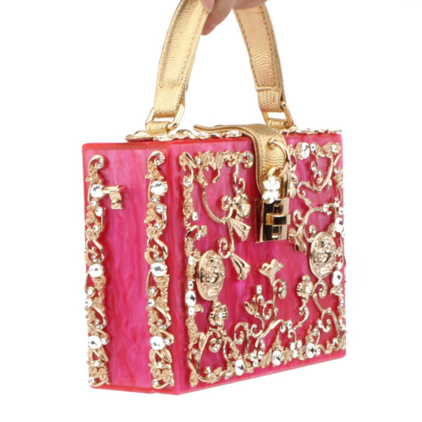 Diamond-studded portable diamond small square bag - Image 2