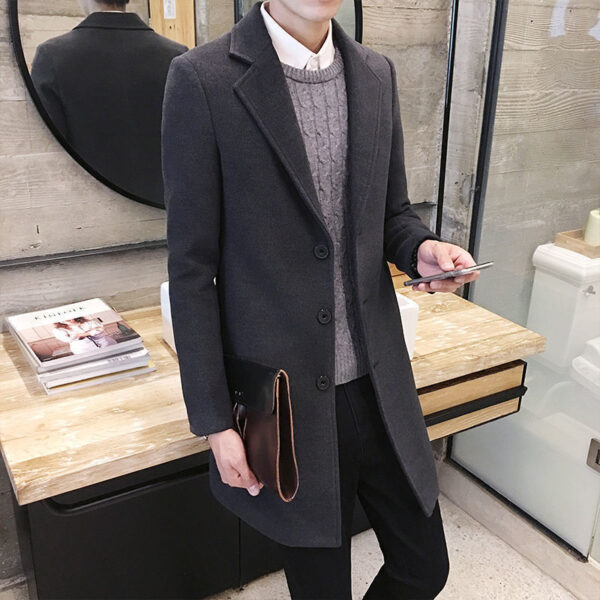 Slim-fit woolen men's trench coat - Image 2