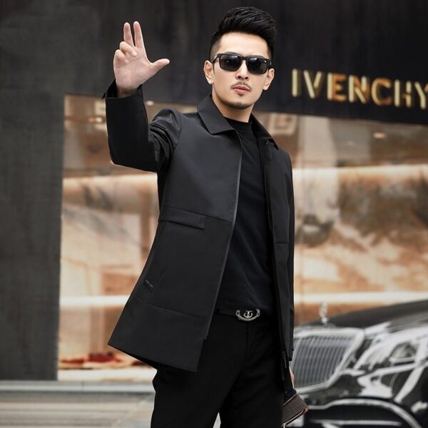 Lapel men's trench coat - Image 4