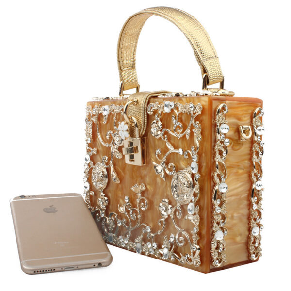 Diamond-studded portable diamond small square bag - Image 8