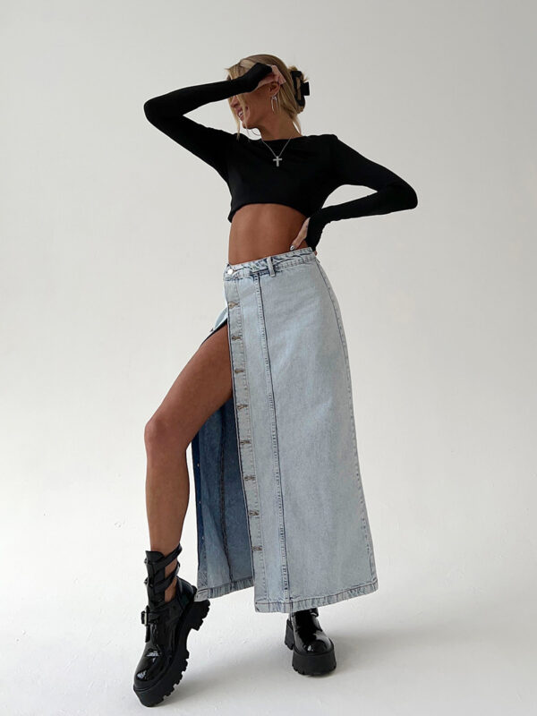 Retro Design Denim Skirt For Women - Image 4
