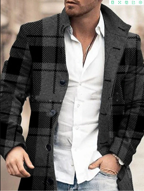 Men Fashion Casual Jacket Mid Length Trench Coat - Image 5