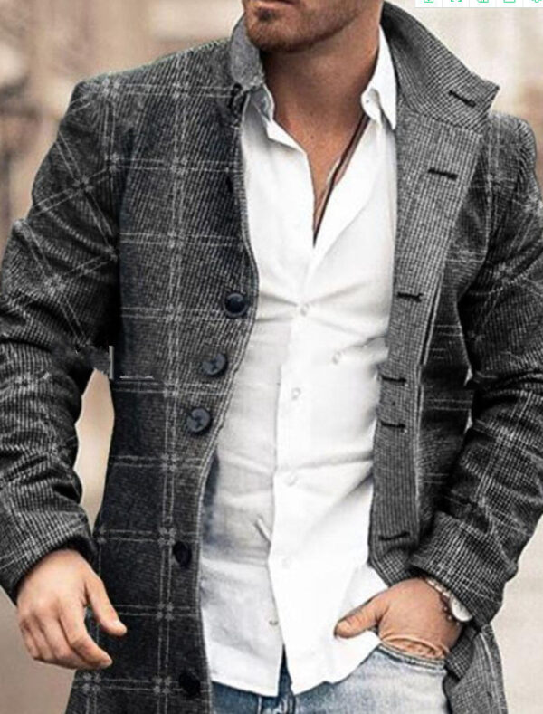 Men Fashion Casual Jacket Mid Length Trench Coat - Image 8