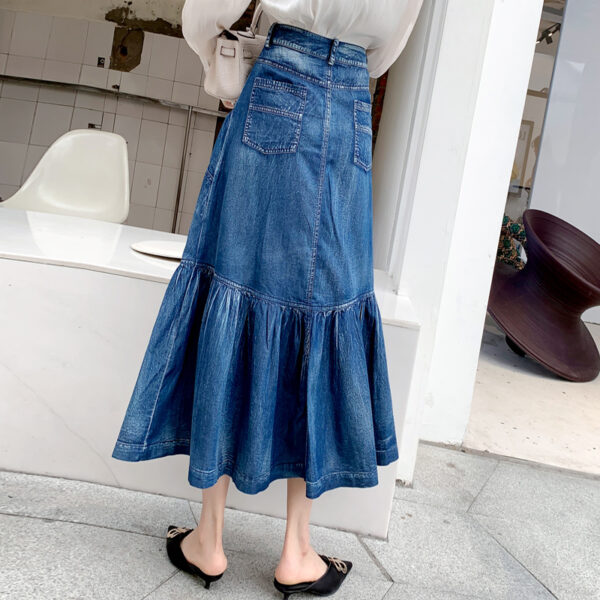 New High Waist A-line Denim Skirt Women - Image 3