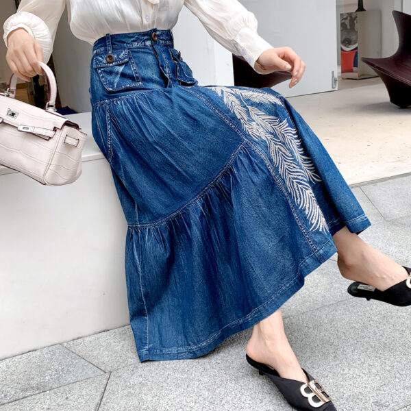 New High Waist A-line Denim Skirt Women - Image 4