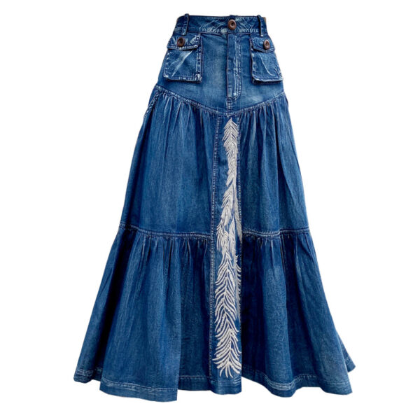 New High Waist A-line Denim Skirt Women - Image 2