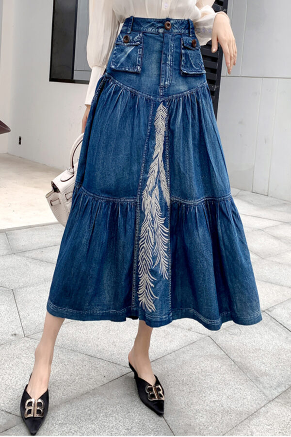 New High Waist A-line Denim Skirt Women - Image 5