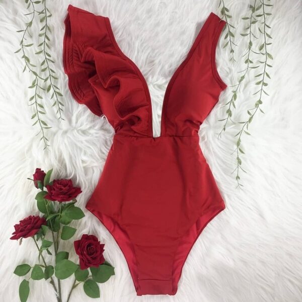 One Piece Swimsuit Women Swimwear Bodysuit Ruffle Beach Wear - Image 2