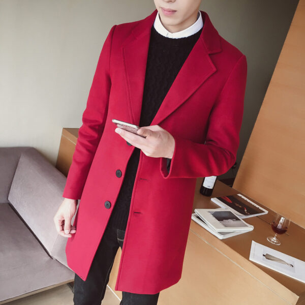 Slim-fit woolen men's trench coat - Image 10