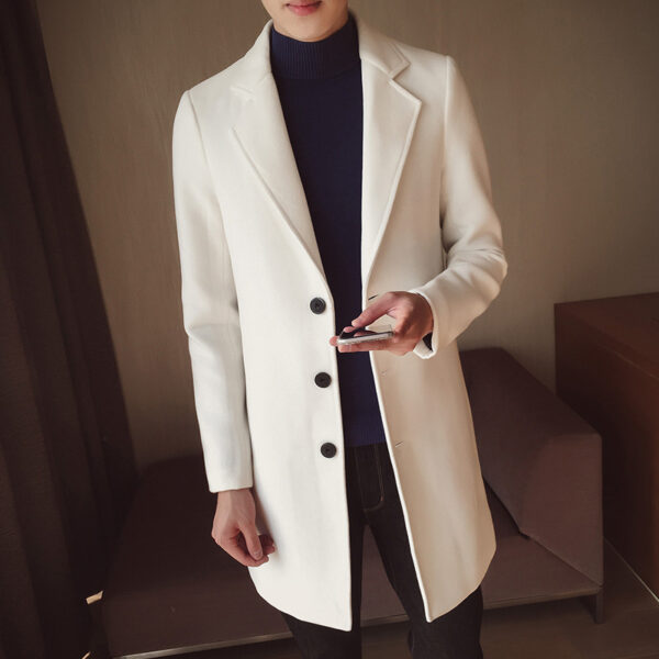Slim-fit woolen men's trench coat - Image 9