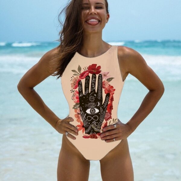 Sexy One Piece Swimsuit Women Swimwear Solid Black - Image 2