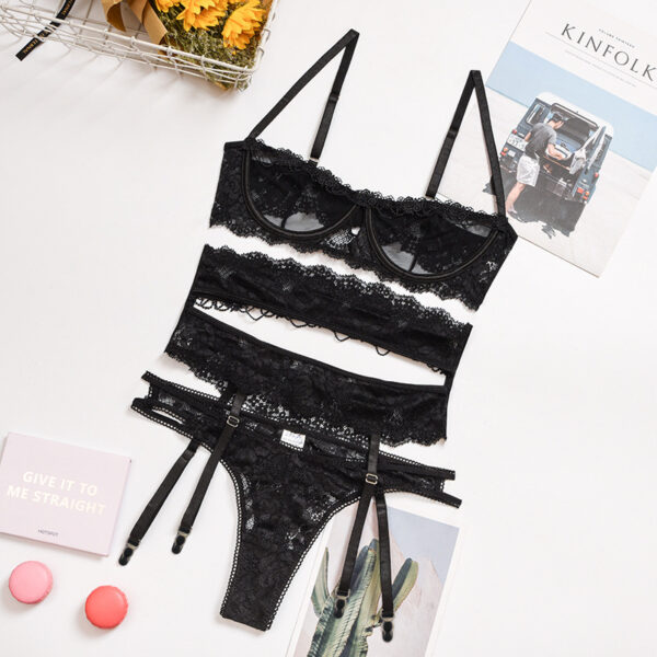 Yimunancy 3-piece Lingerie Set Women Transparent Sexy Bra Set Ladies Lace Lingerie Intimates Underwear Set - Image 5