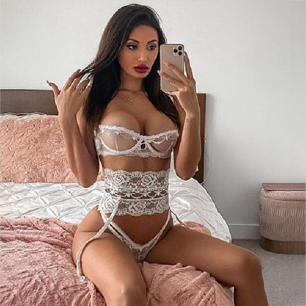 Yimunancy 3-piece Lingerie Set Women Transparent Sexy Bra Set Ladies Lace Lingerie Intimates Underwear Set - Image 6