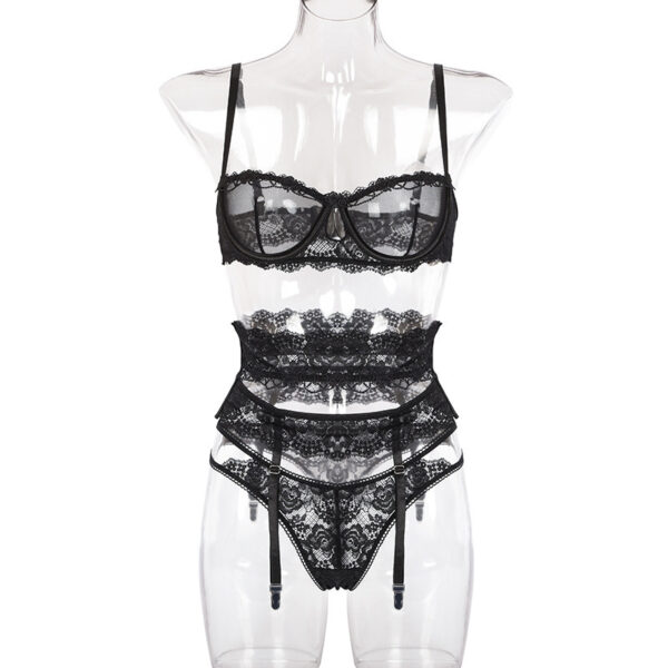 Yimunancy 3-piece Lingerie Set Women Transparent Sexy Bra Set Ladies Lace Lingerie Intimates Underwear Set - Image 7