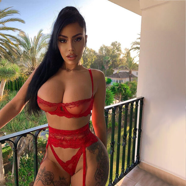 Yimunancy 3-piece Lingerie Set Women Transparent Sexy Bra Set Ladies Lace Lingerie Intimates Underwear Set - Image 2
