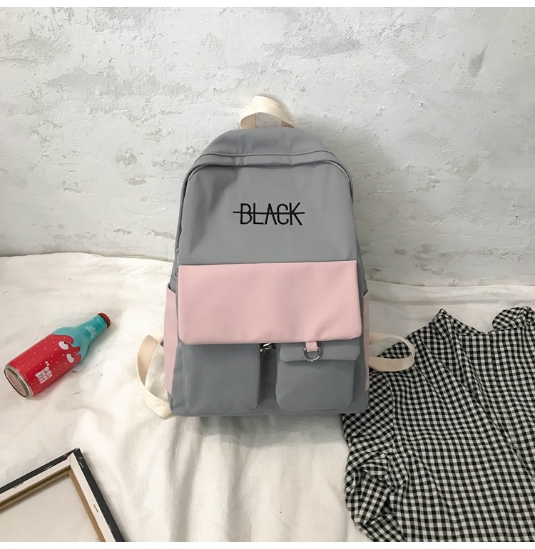 Double Pocket Contrast Color Travel Backpack
