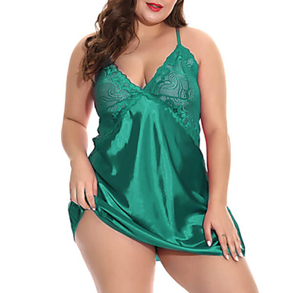 Foreign Trade Sexy Lingerie, European And American Stretch Satin Fat Woman Sexy Plus Size Suspender Skirt, Sexy Nightdress Manufacturers Wholesale - Image 3