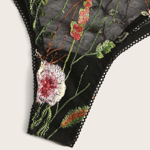 Sexy Lingerie Women Underwear Set Mesh See-through Floral Embroidery Bra Set Ladies Temptation Seamless Bra And Brief Sets 2Pcs - Image 2