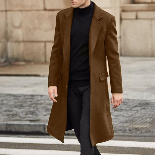 Men's Long Trench Coat Woolen Coat - Image 10
