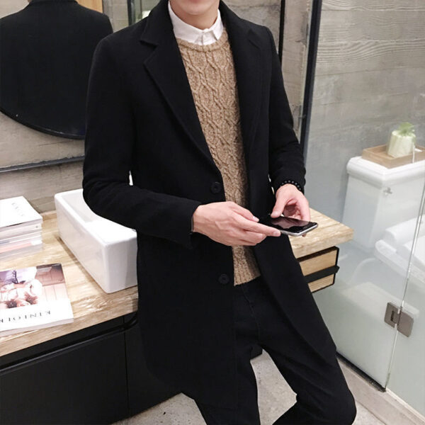 Slim-fit woolen men's trench coat - Image 7
