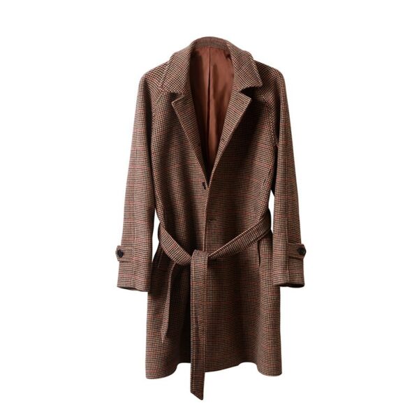 Vintage Gentleman Houndstooth Men's Clothing Woolen Coat - Image 5