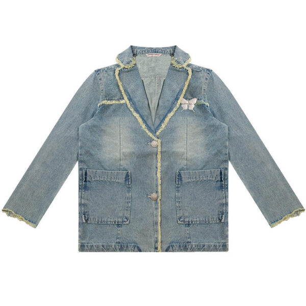 Casual Loose Denim Suit Jacket For Women - Image 8