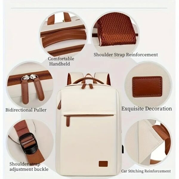 Backpack Oxford Cloth Business Computer Bag With Large Capacity, Strong And Wearable Student School Bag, Solid Color And Versatile Travel Backpack - Image 4