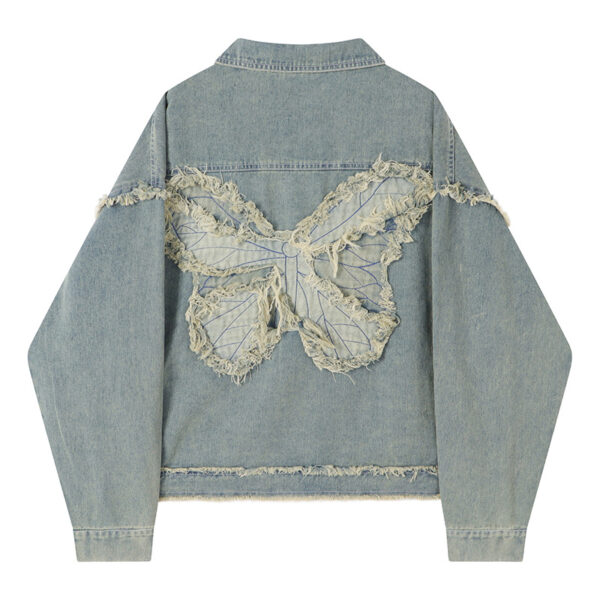 Butterfly Patch Short Denim Jacket For Women - Image 5