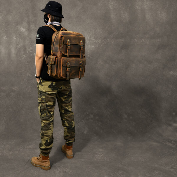 Crazy Horse Leather Backpack - Image 4