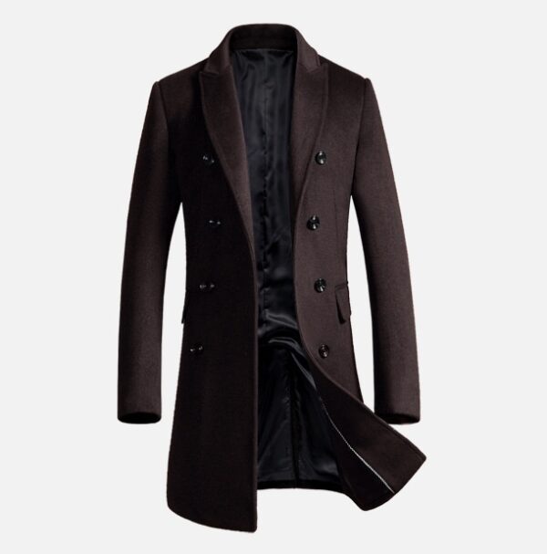 Men's woolen coat slim fit trench coat - Image 4