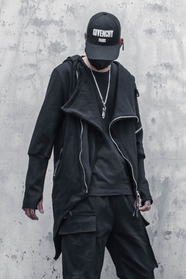 Dark Asymmetric Design Coat Gothic Trench Coat Men - Image 3