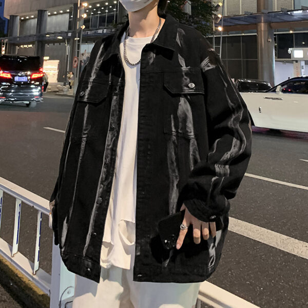 Handsome Trendy Personality Wear High Street Tie-dye Denim Coat For Men - Image 10