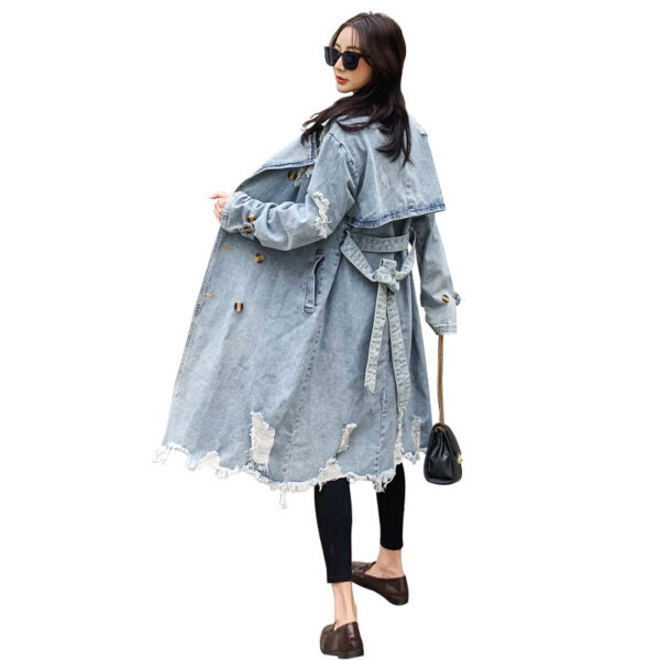 Retro Denim Trench Coat Women - Image 5
