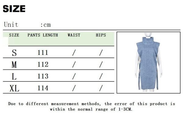 Denim Washed High Collar Dress Women - Image 5
