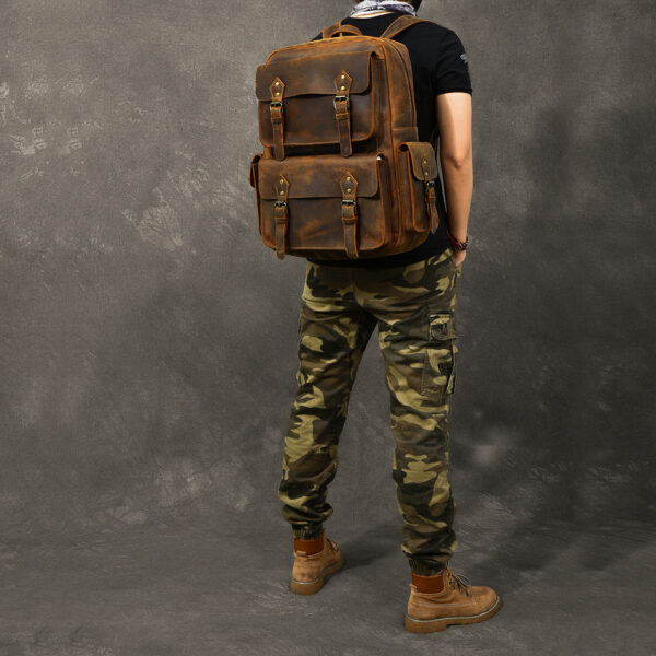 Crazy Horse Leather Backpack - Image 3