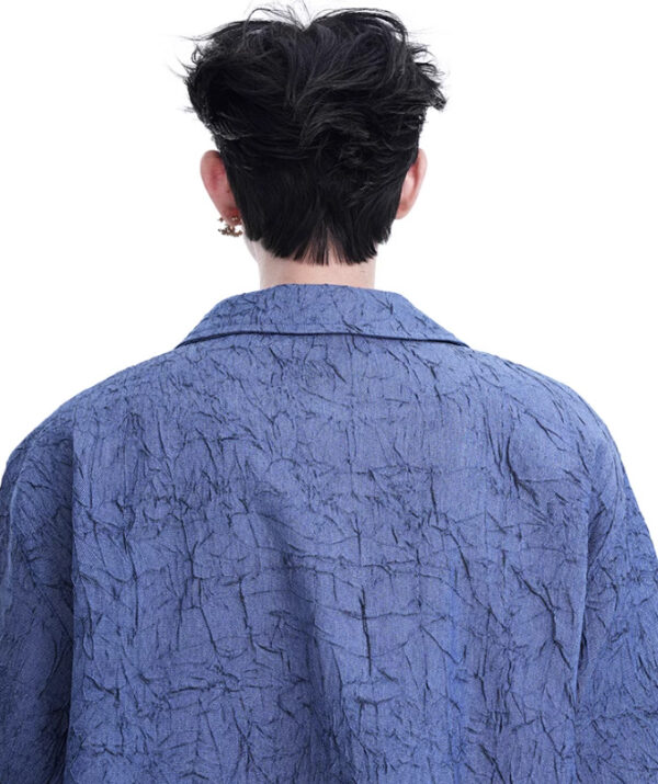 Niche Design Pleated Textured Short Shirt Men's Tops - Image 5