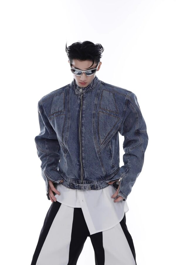 American Style Short Denim Coat For Men Spring And Autumn - Image 4