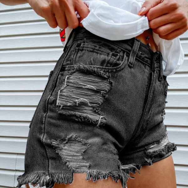 Women Printed Spring Summer Denim Shorts - Image 6