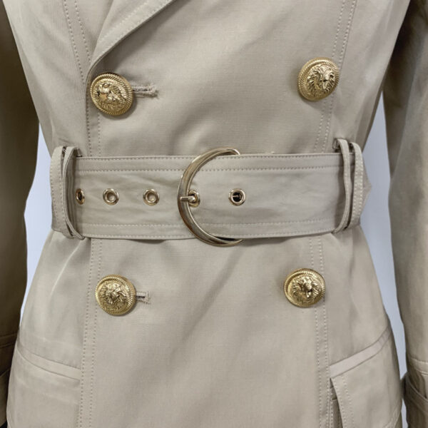 Buckle double-breasted belted long trench coat - Image 5