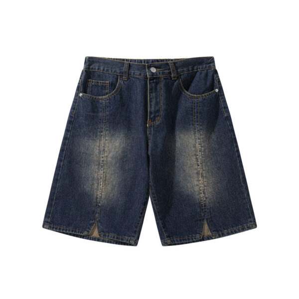 American-style Retro Washed Split Design Denim Shorts For Men - Image 2