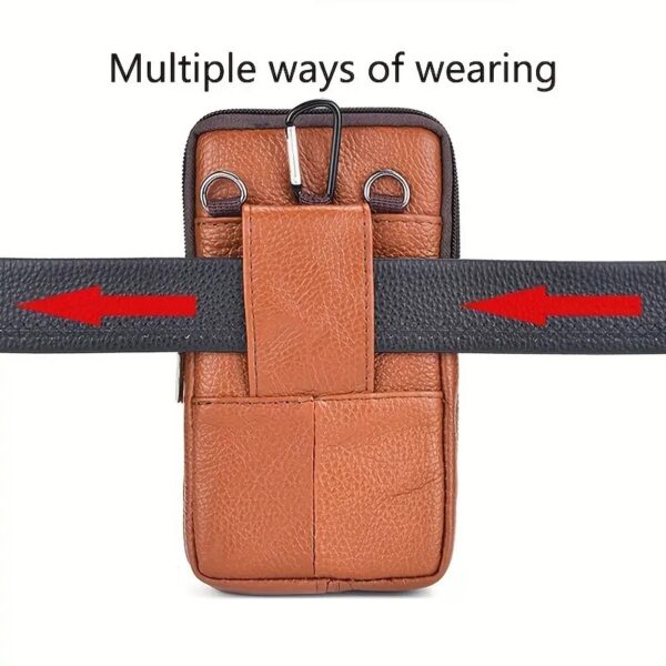 Leather Cell Phone Shoulder Holster,Hip Bum Pack Pouch For Men,Vertical Holster Belt Clip Pouch,Carrying Case With Card Slots Compatible With - Image 5