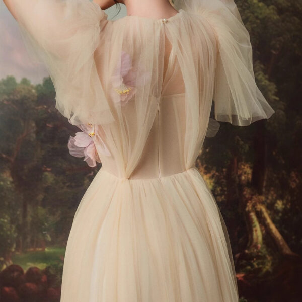 Designer Heavy Industry Net Yarn Hand-stitched Flower Fairy Dress - Image 5